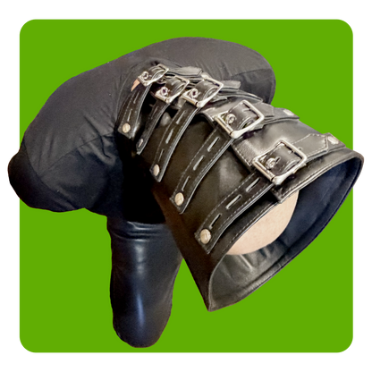 leatherprison leather cone of shame, bondage, fetish, puppy play, dungeon, fetish, locking, sub, slave, dom