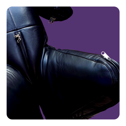 Leatherprison bitchsuit, leather bondage, fetish, trapped, dungeon, sub, dom, slave