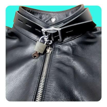 Leatherprison leather body binder, leather bondage, locking, dungeon, slave, sub, dom