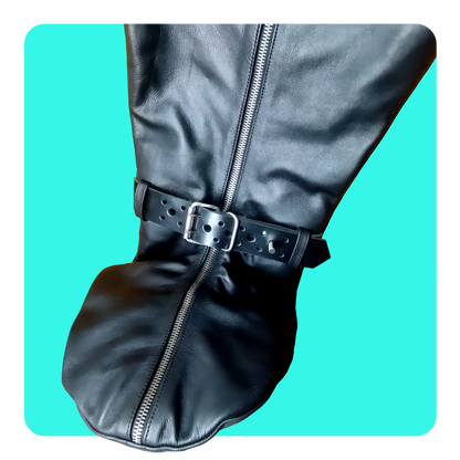 Leatherprison leather body binder, leather bondage, locking, dungeon, slave, sub, dom