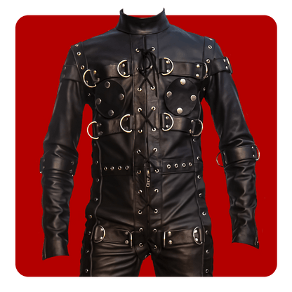 Leatherprison leather bondage suit, fetish, dungeon, sub, slave, dom