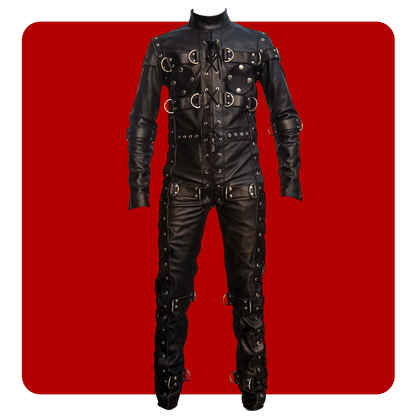 Leatherprison leather bondage suit, fetish, dungeon, sub, slave, dom
