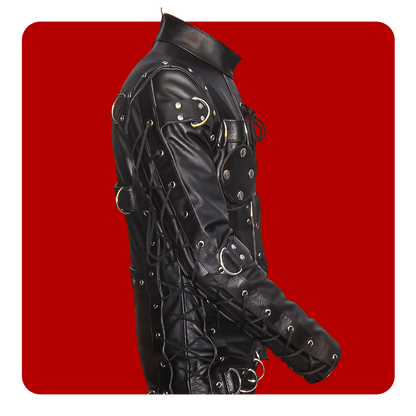Leatherprison leather bondage suit, fetish, dungeon, sub, slave, dom