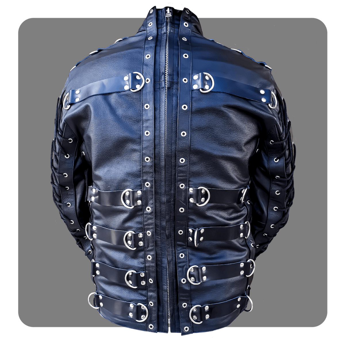 Leatherprison leather bondage top, jacket, fetish, straitjacket, back zip, slave, sub, dom, dungeon, clubbing