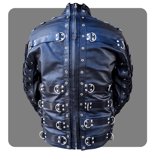 Leatherprison leather bondage top, jacket, fetish, straitjacket, back zip, slave, sub, dom, dungeon, clubbing