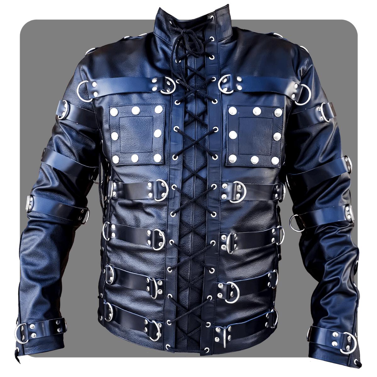Leatherprison leather bondage top, jacket, fetish, straitjacket, back zip, slave, sub, dom, dungeon, clubbing