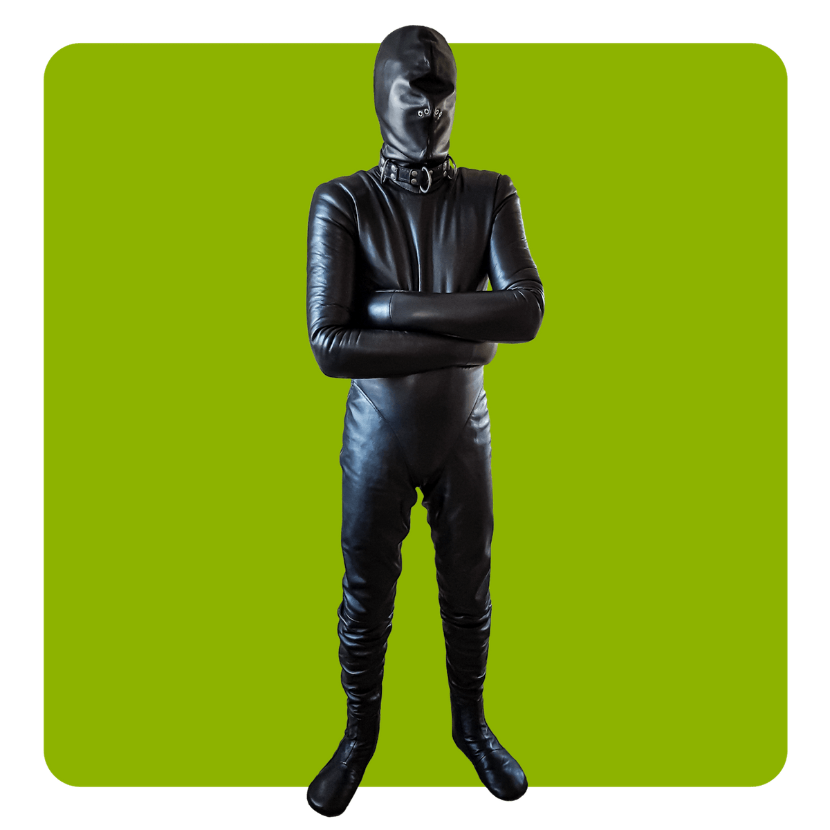 Leatherprison leather straijacket catsuit, bondage, fetish, slave, sub, dom, dungeon