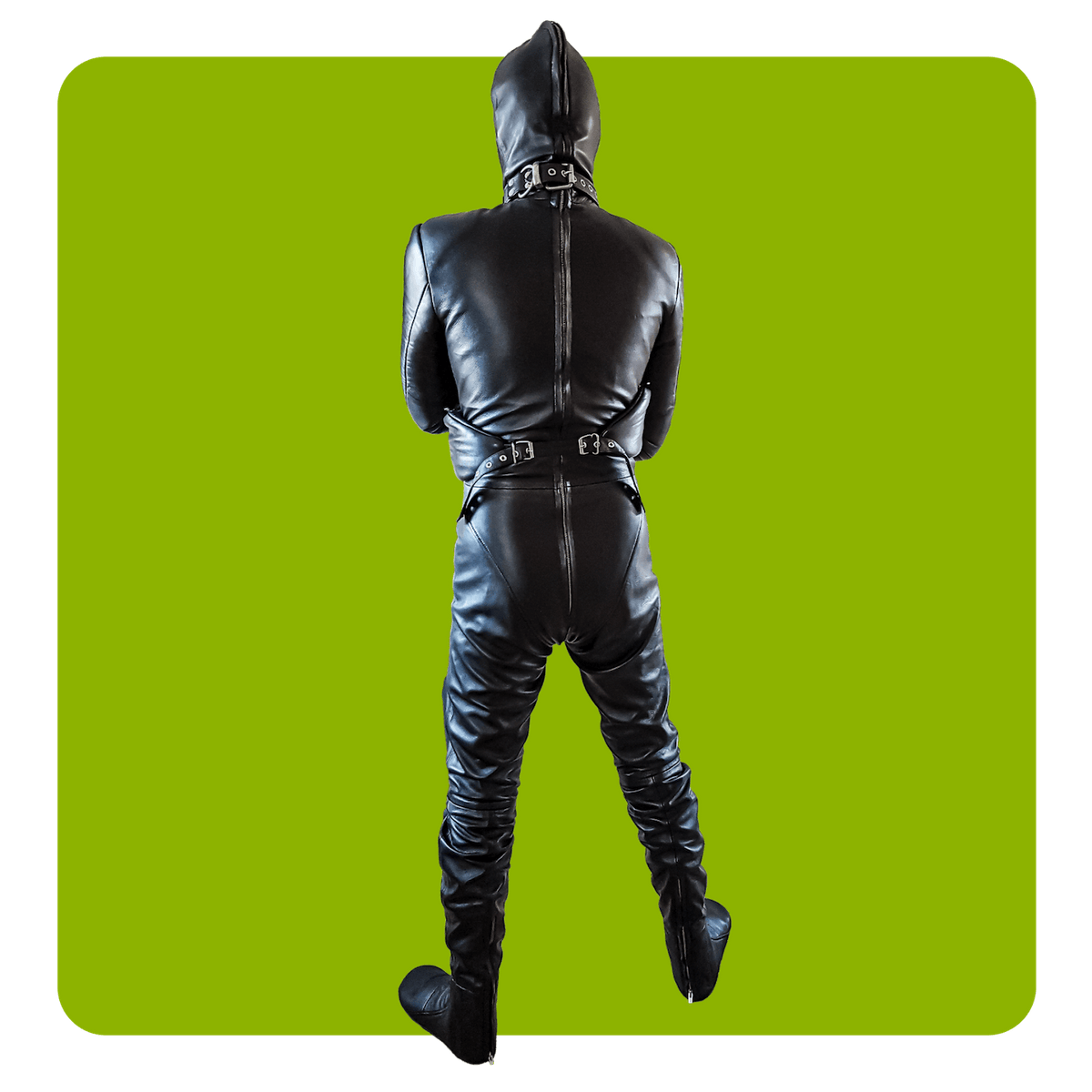Leatherprison leather straijacket catsuit, bondage, fetish, slave, sub, dom, dungeon
