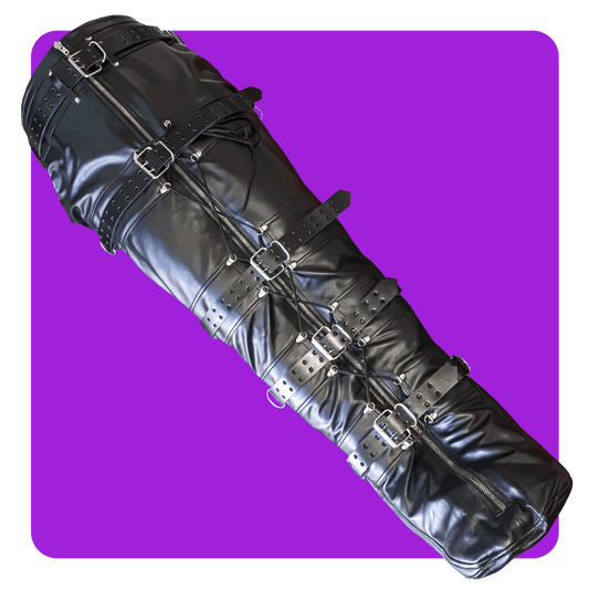 Leatherprison leg binder, leather bondage, fetish, dungeon, slave, sub, dom
