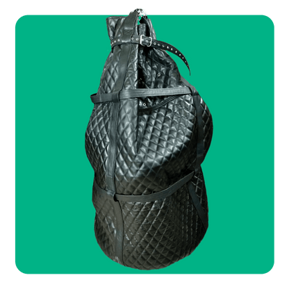 bondage mail sack by leatherprison, leather bondage, fetish, sack, suspension, dungeon, sub, dom, slave