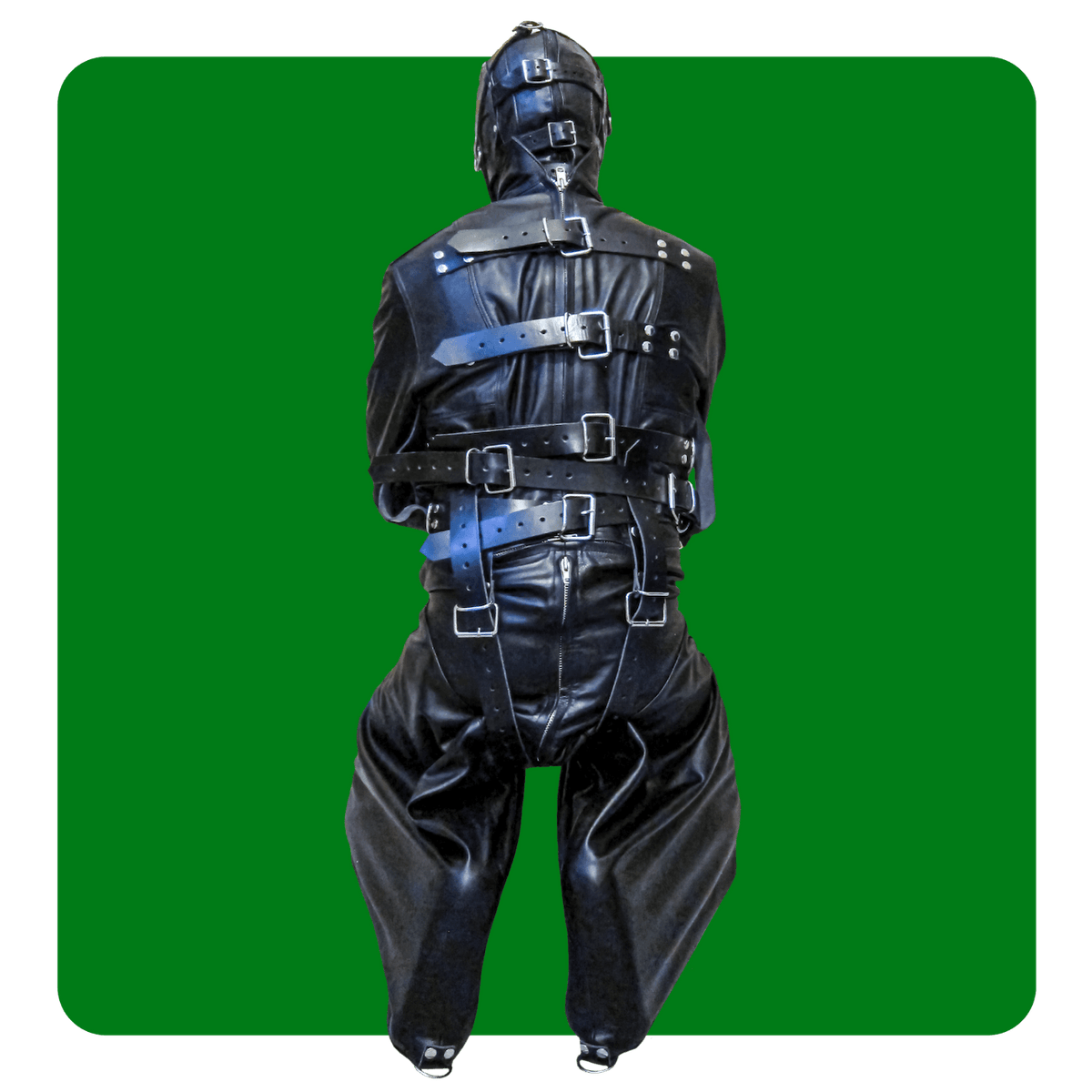 Leatherprison leather split puppy suit, straitjacket, bondage, fetish, slave, sub, dom, dungeon