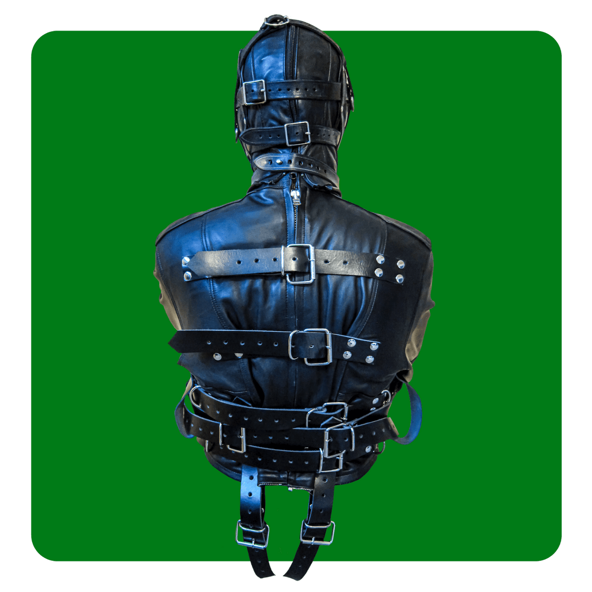 Leatherprison leather split puppy suit, straitjacket, bondage, fetish, slave, sub, dom, dungeon