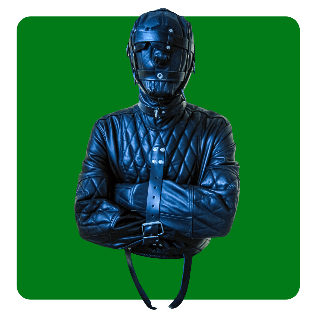 Leatherprison leather split puppy suit, straitjacket, bondage, fetish, slave, sub, dom, dungeon