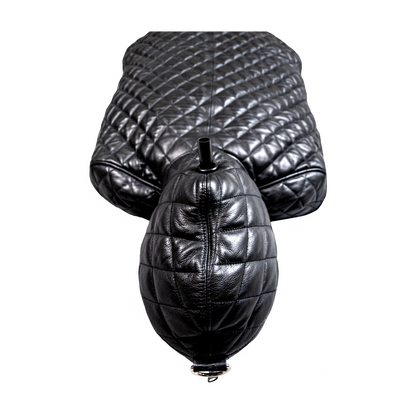 Quilted Leather bondage sleepsack, leather lined, fetish experience, back zip, hooded, internal sleeves. The ultimate in leather bondage